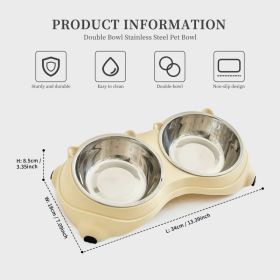 Anti Slip Base Double Food Bowl - yellow (Option: Defaulttitle)