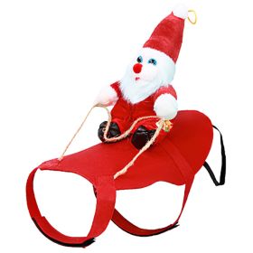 Christmas Costume Red Winter Coat For Dog Riding Santa Claus With Bell (Option: S)